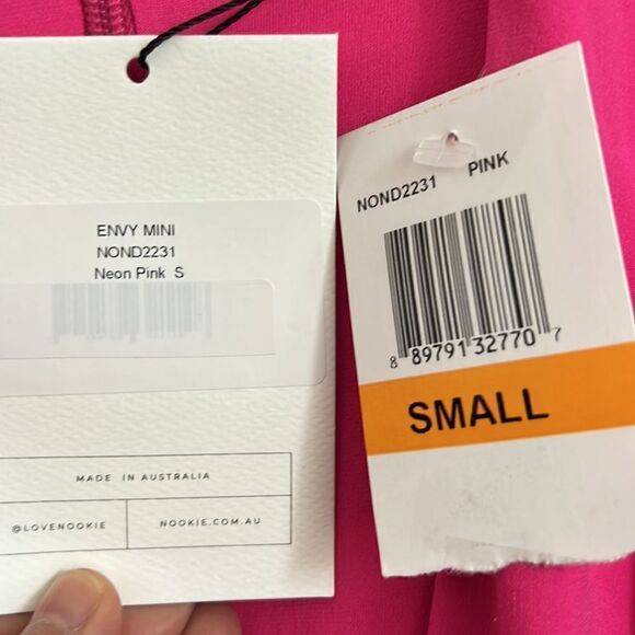 Nookie Envy Mini Long Sleeve Dress Small in Neon Pink $249 #21 - Picture 7 of 8
